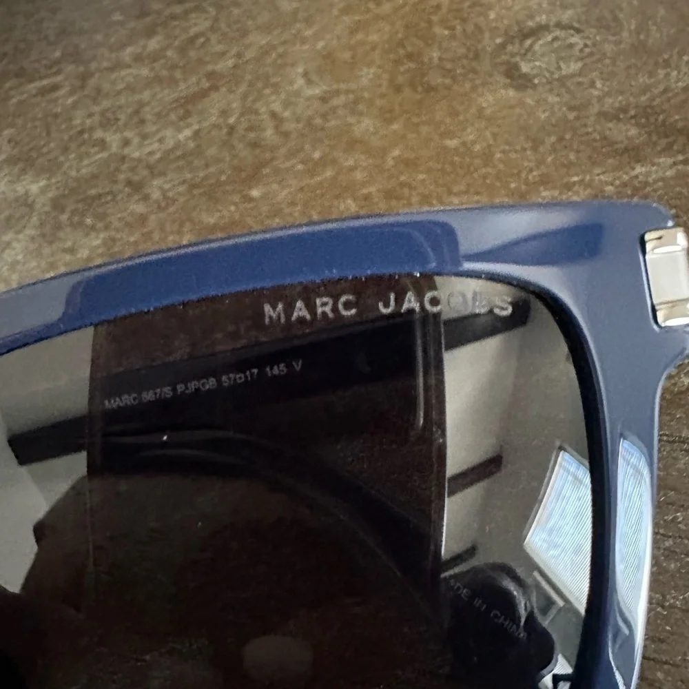 Marc Jacobs Blue Frame Sunglasses with Gold-Textured Accent